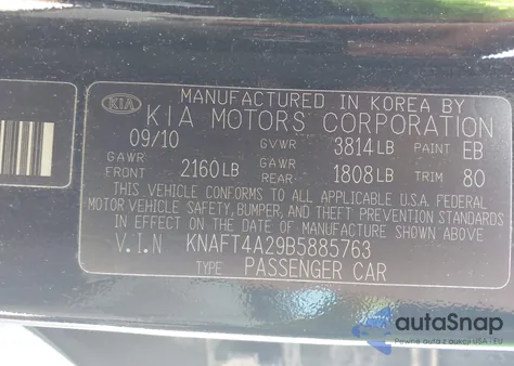 2011 Kia Forte Lx from USA, damaged, VIN KNAFT4A29B5885763